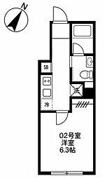 田迎荘 1Kの間取図画像