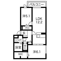 クレスト明石 2LDKの間取図画像