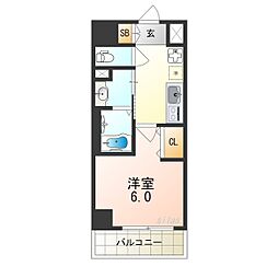 オズレジデンス今里南 1Kの間取図画像
