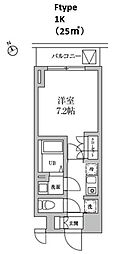レジディア日本橋馬喰町II 4階1Kの間取り