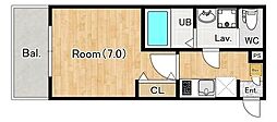 川越市稲荷町アパート 1Kの間取図画像