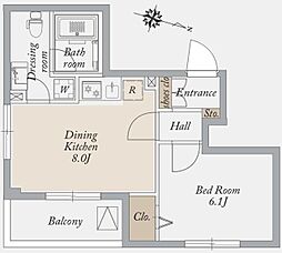 アーバンパーク王子 1LDKの間取図画像