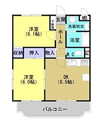 ユーミー篠崎 2DKの間取図画像