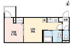 つばめハウス市川 1LDKの間取図画像