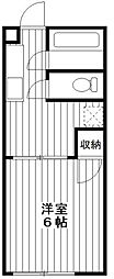 ドリームハイツ江原町A棟 1Kの間取図画像