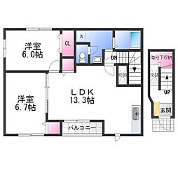 オブコニカ 2LDKの間取図画像