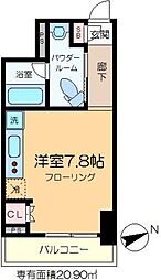 カスタリア門前仲町2 ワンルームの間取図画像