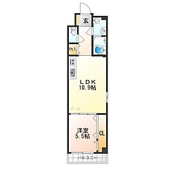 アドマステラス壬生松原 3階1LDKの間取り