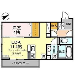 アトールテラス三条 2階1LDKの間取り