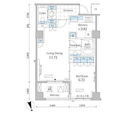 ParkAxis恵比寿 1LDKの間取図画像