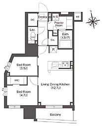 コンフォリア東上野 9階2LDKの間取り