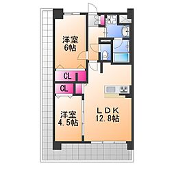 フェリスシエロ堺 2LDKの間取図画像
