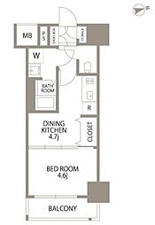 エスティメゾン門前仲町 1DKの間取図画像
