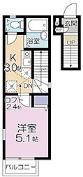 プティカァーネ 1Kの間取図画像