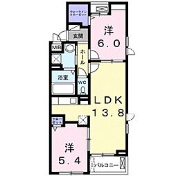 ボナール神野 1LDKの間取図画像