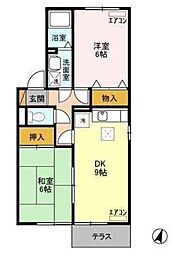 ロイヤルガーデン・サウス Ａ 1階2DKの間取り