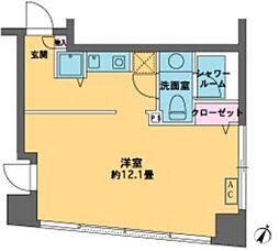 カスタリア水天宮2 1Kの間取図画像