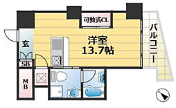 ロイスグラン神戸湊川公園 ワンルームの間取図画像