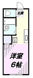 ベルフラット1 ワンルームの間取図画像
