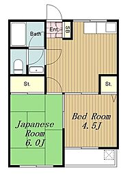 ハイツ・ハヅミ 2DKの間取図画像