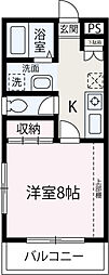 クレアンティーム三原 1Kの間取図画像