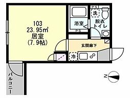 リバティヒルズ 1Kの間取図画像