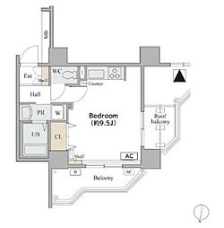 コラム神泉 ワンルームの間取図画像