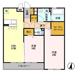 ルーフハウスA 2LDKの間取図画像