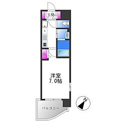 Luxe大阪城南 1Kの間取図画像