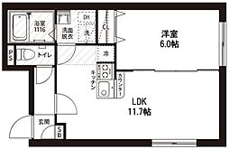 レピュア菊川駅前レジデンス 1LDKの間取図画像