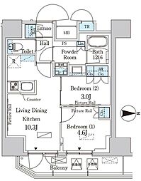 PARKAXIS入谷 2LDKの間取図画像