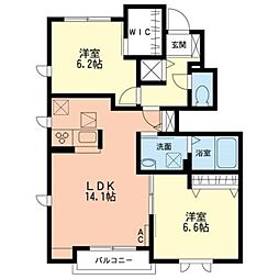 レジダンスC 2LDKの間取図画像