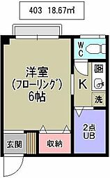 アライヴ浦和 1Kの間取図画像