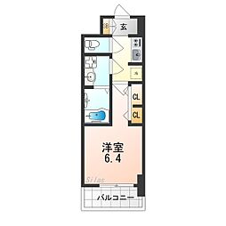 南海高野線 堺東駅 徒歩12分の賃貸マンション 6階1Kの間取り