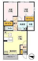 アメニティハウス2 2LDKの間取図画像