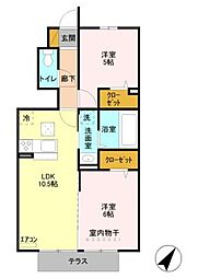 ラ・グラシューズA 2LDKの間取図画像