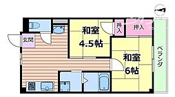 Osaka Metro御堂筋線 江坂駅 徒歩7分の賃貸マンション 4階2Kの間取り