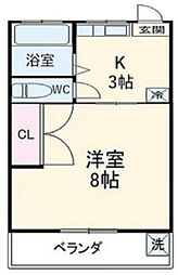 第一コーポ俊英 2階1Kの間取り