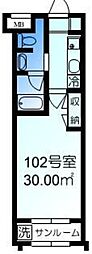 ベルボワール 1階1Kの間取り