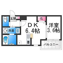 堺市堺区賑町1丁アパート 1DKの間取図画像