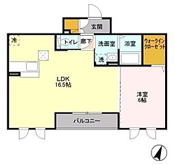 エクセルヒルズA 1LDKの間取図画像