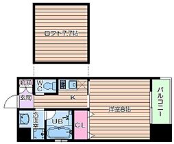 グランフォース 6階1Kの間取り