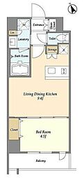 Lien御殿山 1LDKの間取図画像
