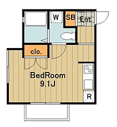 アパートメントブラウニー ワンルームの間取図画像