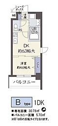レシオ千里丘 1DKの間取図画像