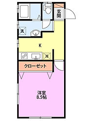 夢ハイツ 1Kの間取図画像
