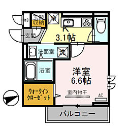 R-001 1Kの間取図画像