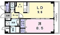 クローバーガーデン青葉 1LDKの間取図画像