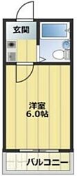 ジュネス・武蔵中原 ワンルームの間取図画像