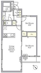 メゾンカルム中落合Ｓｏｕｔｈ 3階2LDKの間取り